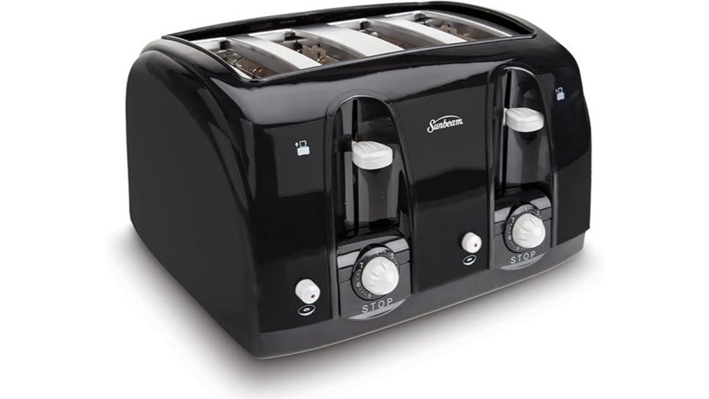 black wide slot toaster
