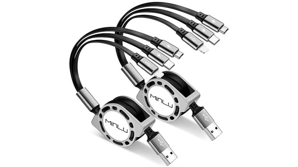 retractable multi device charging cable